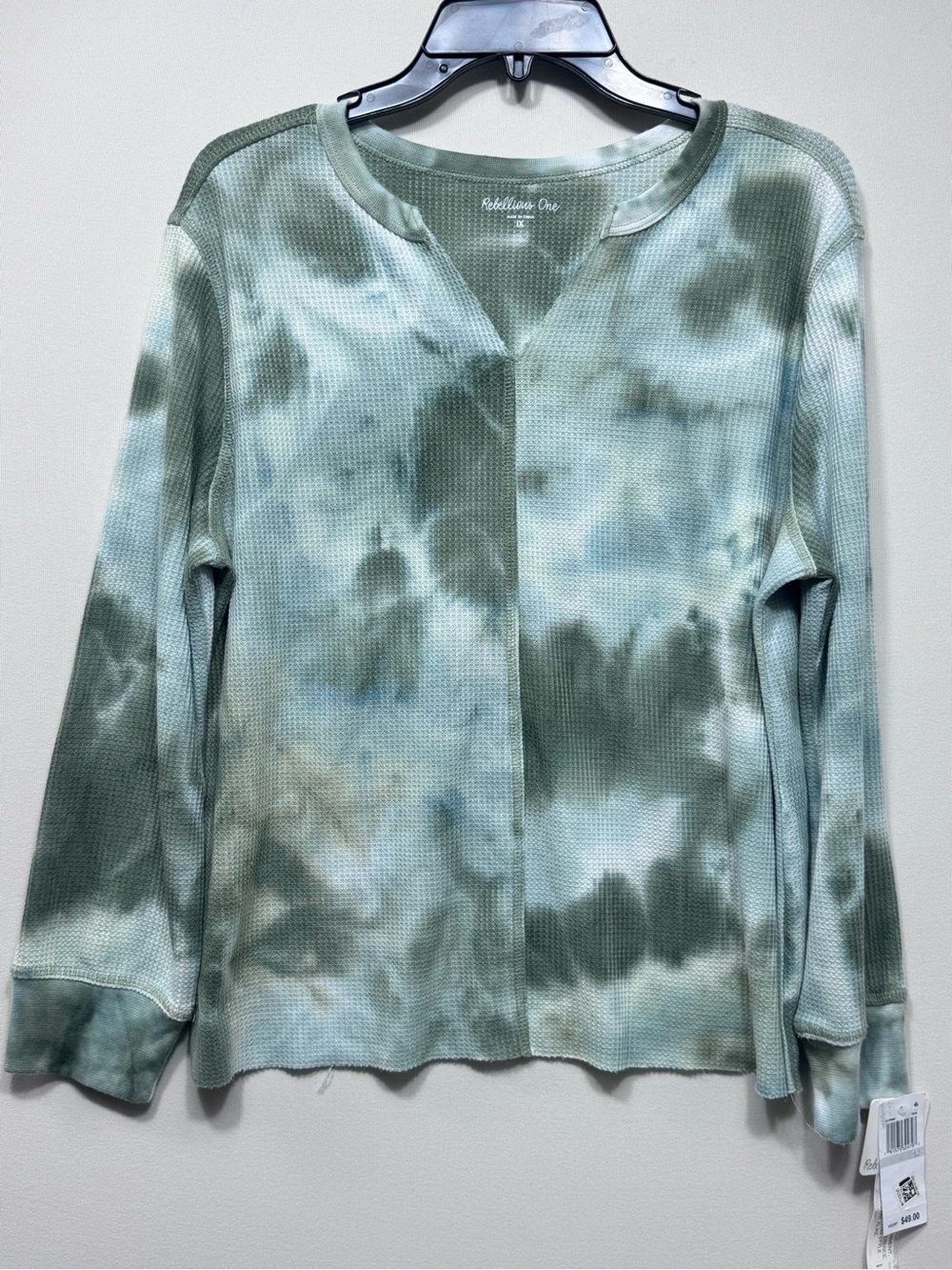 Rebellious One Womens Trendy Tie-Dyed Waffle-Knit Top;Xl nwt